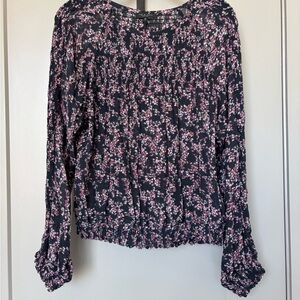 Rag & Bone Black and Pink Floral Blouse